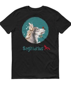 Adventurous Sagittarius Dog Short-Sleeve Dark T-Shirt