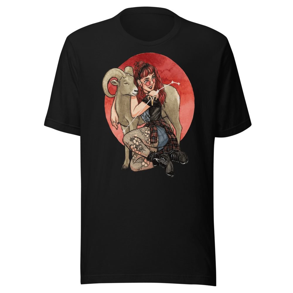 Cute Aries Girl Constellation T-Shirt - Zodiac Astrology Tee - Image 2