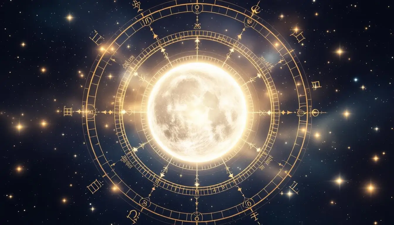 celestial birth chart with moon highlighted