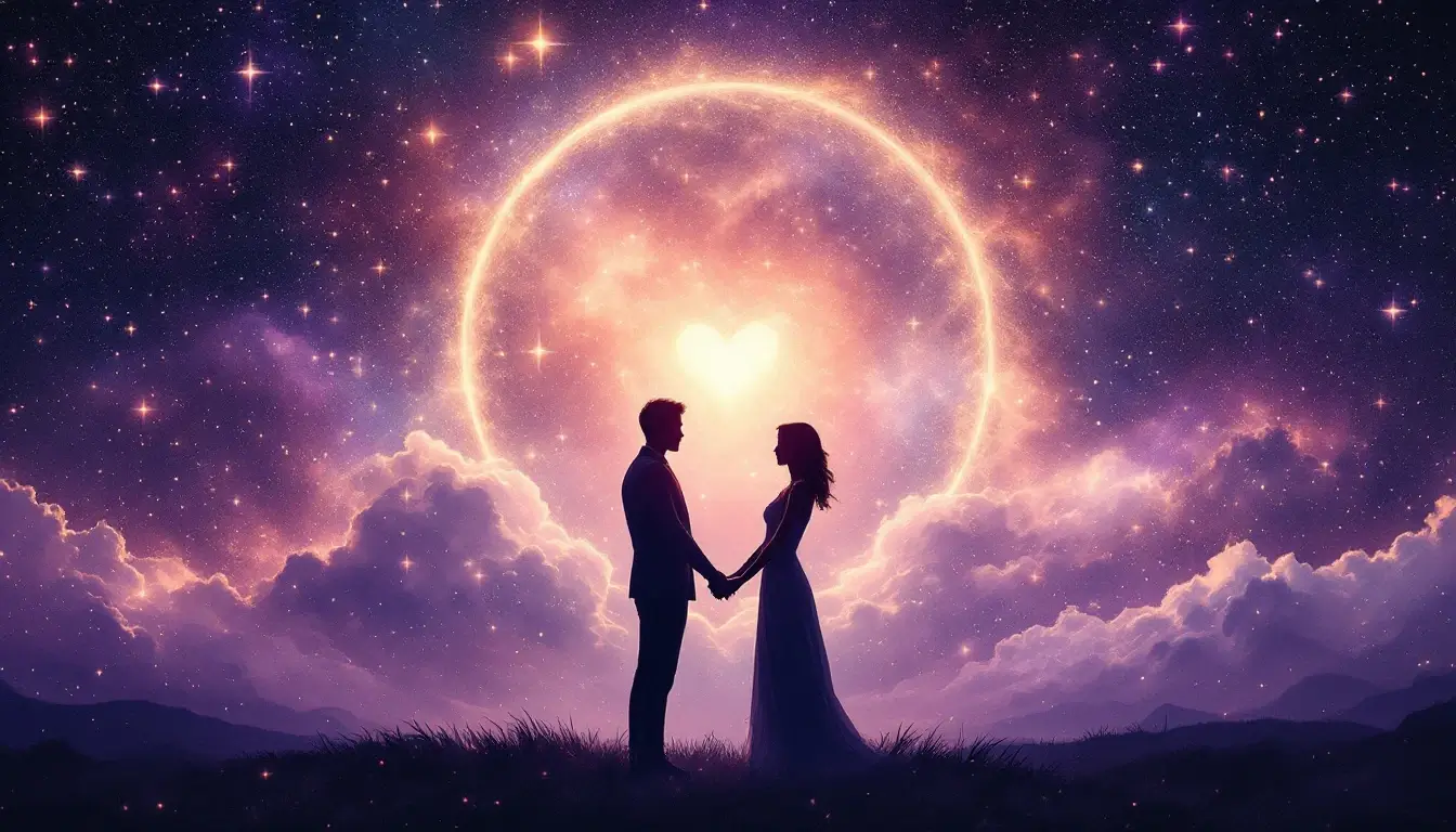 couple holding hands with 444 angel number light