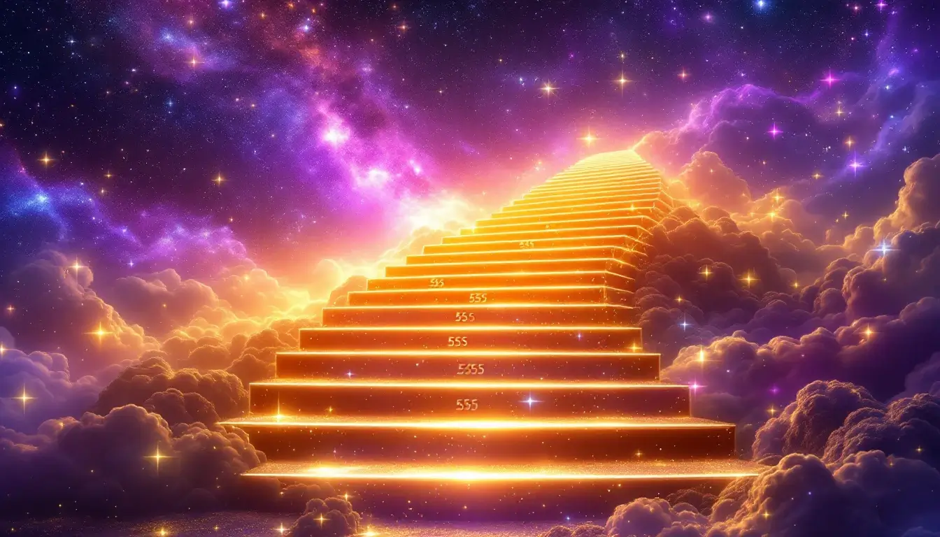 Ascending sequence of 5, 55, 555, 5555 as celestial stairs