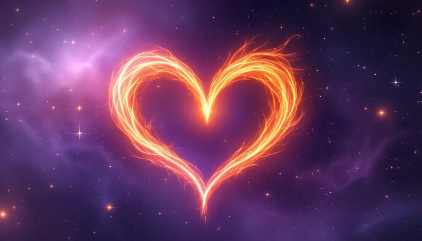 Fire and air elements swirling into a heart shape, showing Aries compatibility with air signs