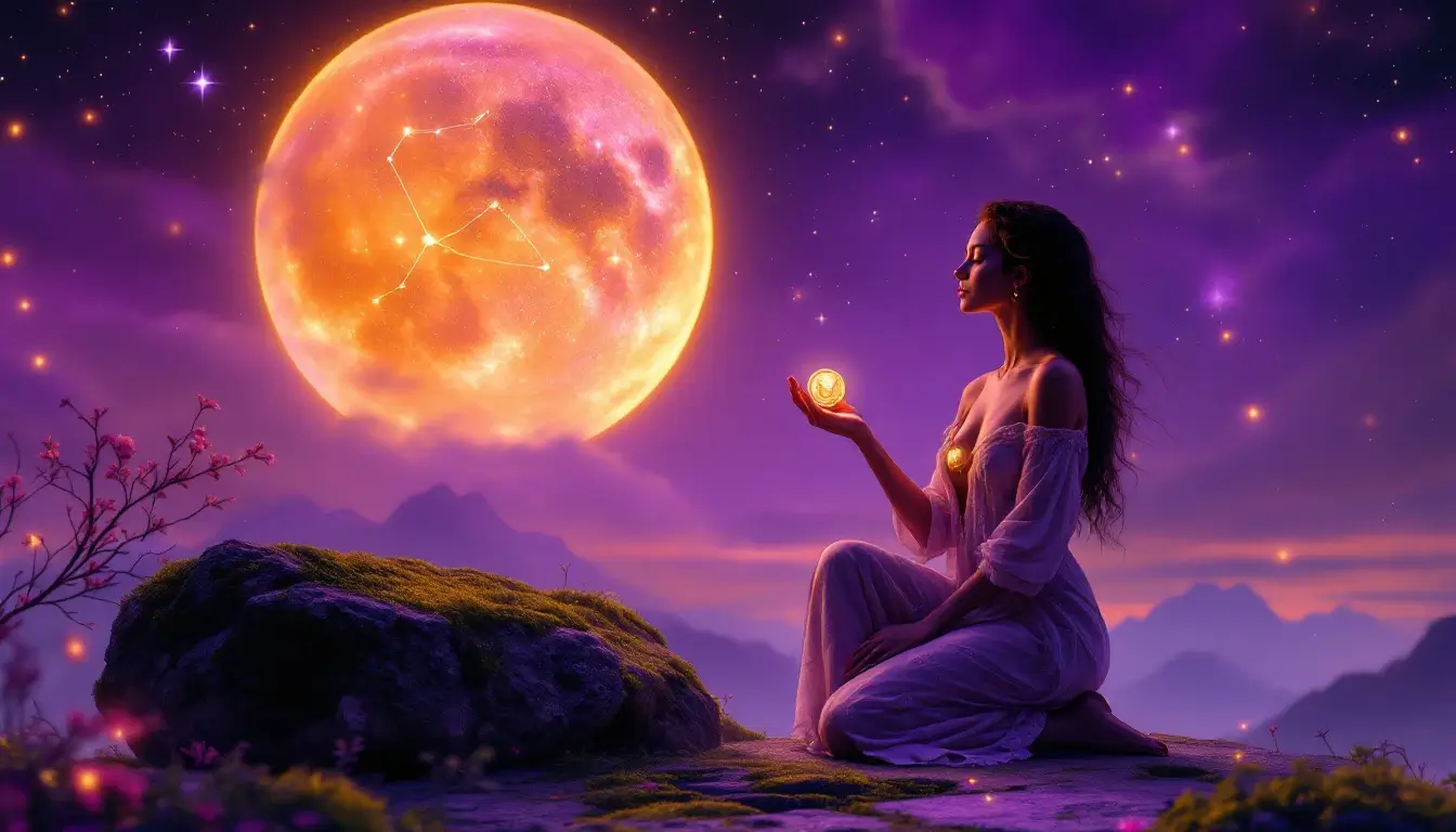 Woman grounding herself under Taurus constellation representing chiron in taurus healing