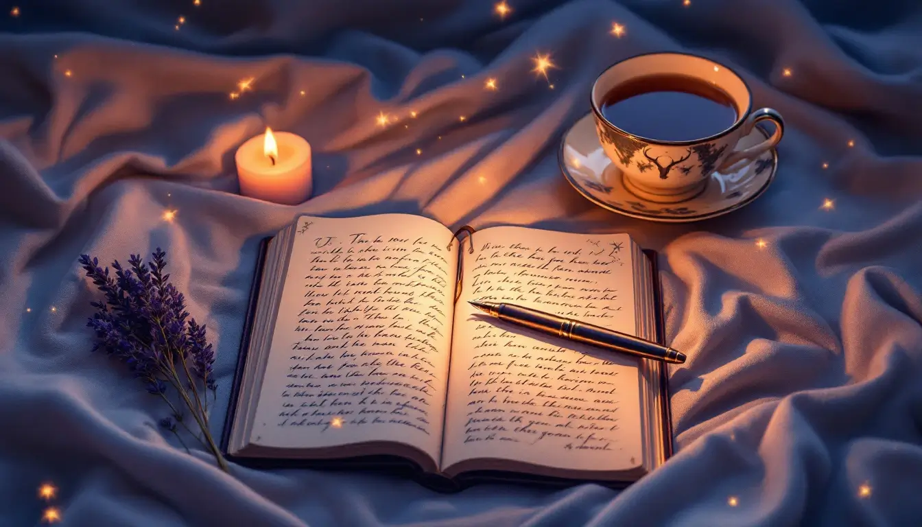 Open journal with candlelight for chiron in taurus self-worth journal prompts