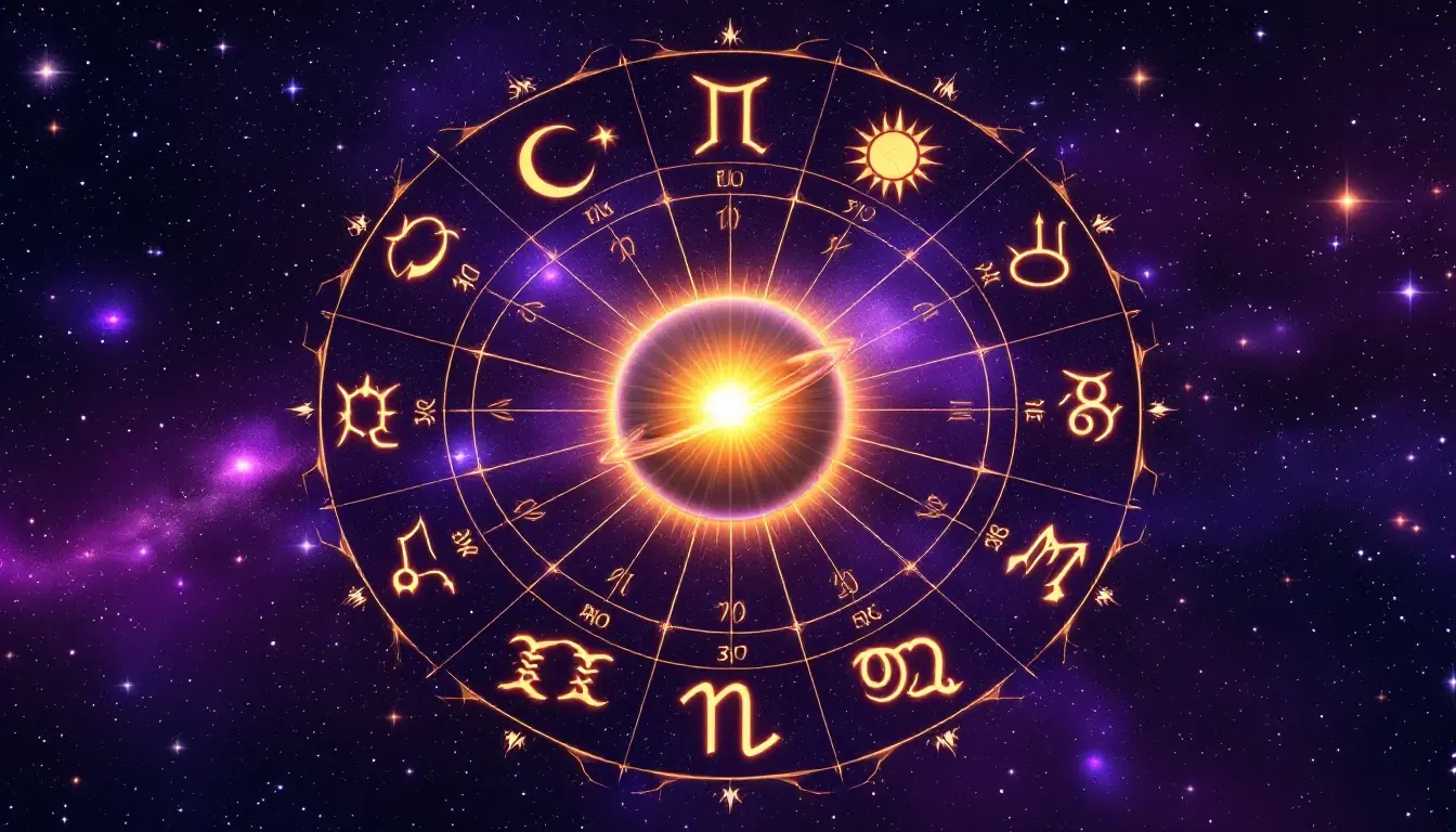 Celestial wheel of the twelve zodiac signs surrounding Mercury