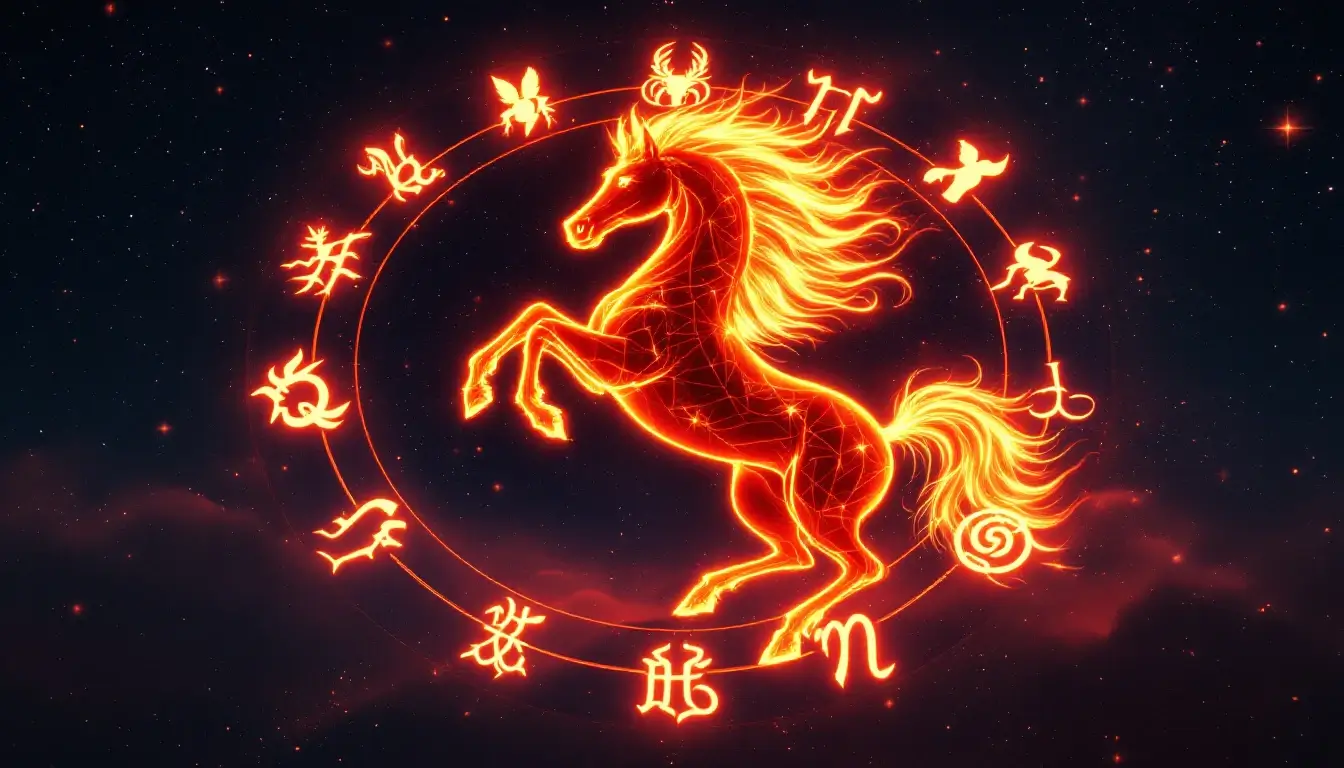 12 zodiac signs illuminated under Fire Horse cosmic energy