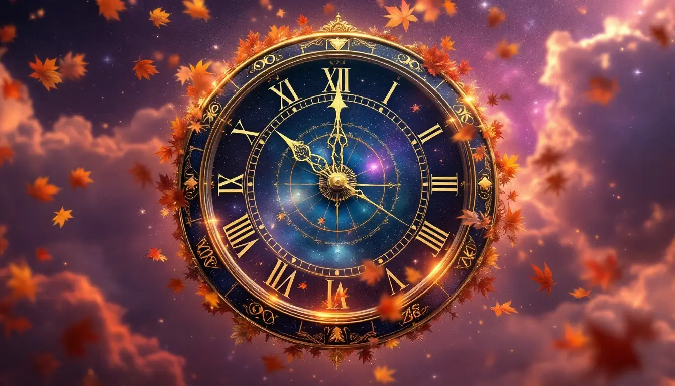 Cosmic clock marking the exact moment of the 2026 fall equinox