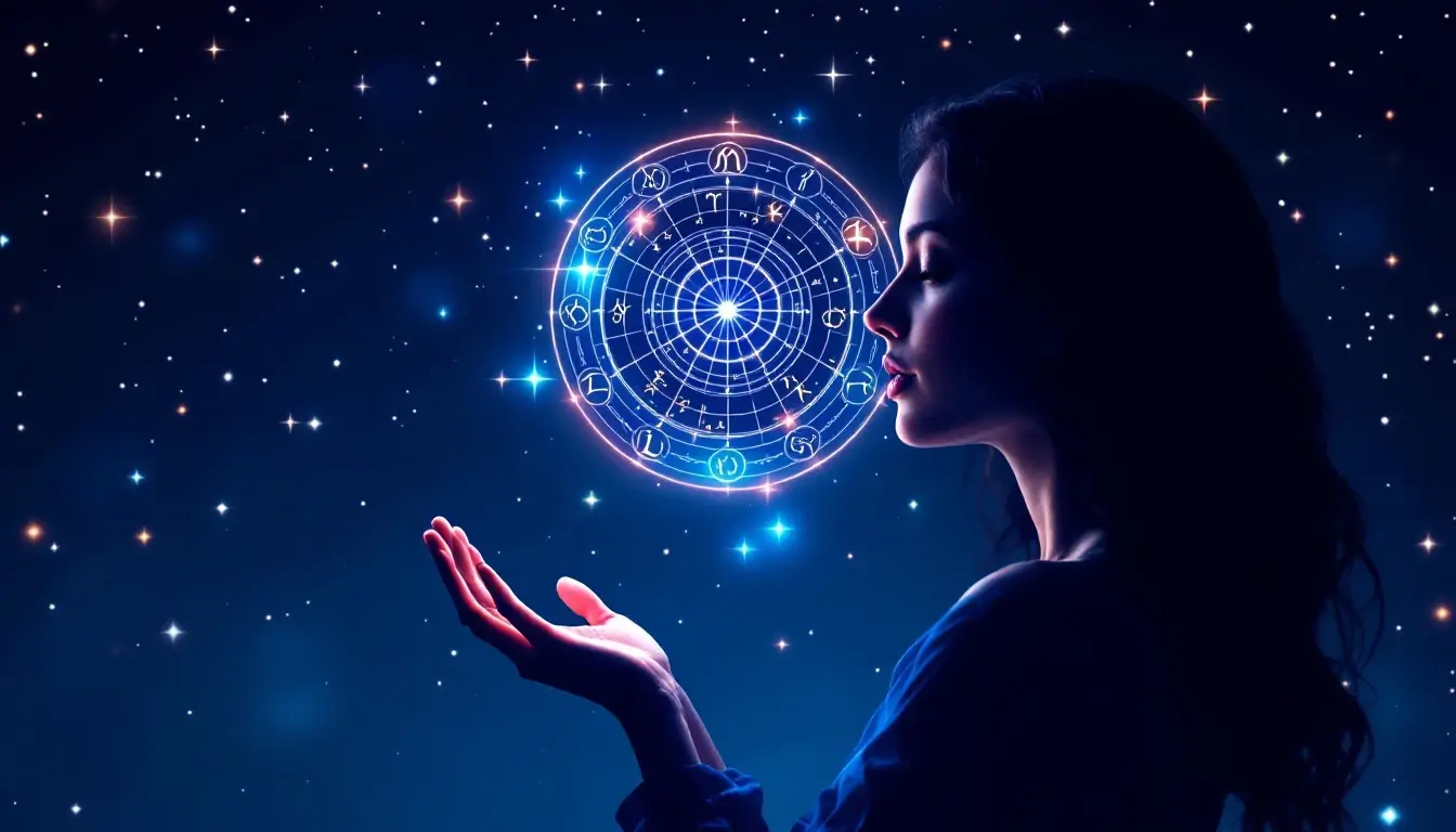 Illustration of a person reading their own astrological chart