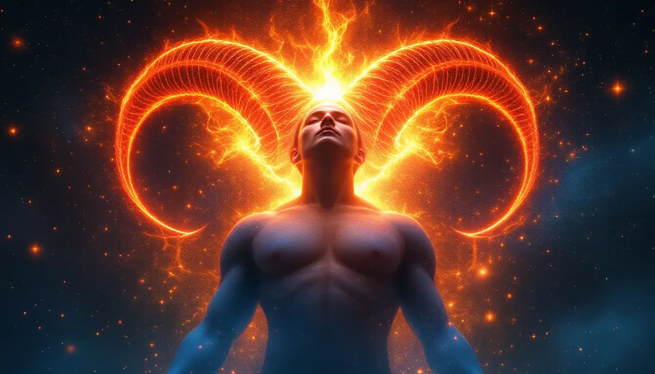 figure reclaiming confidence in fiery aura