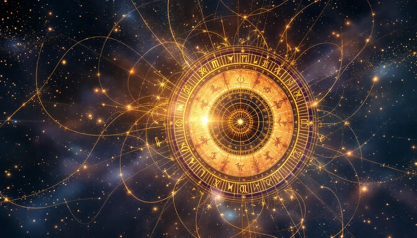 ancient astrology chart merging with modern zodiac chart