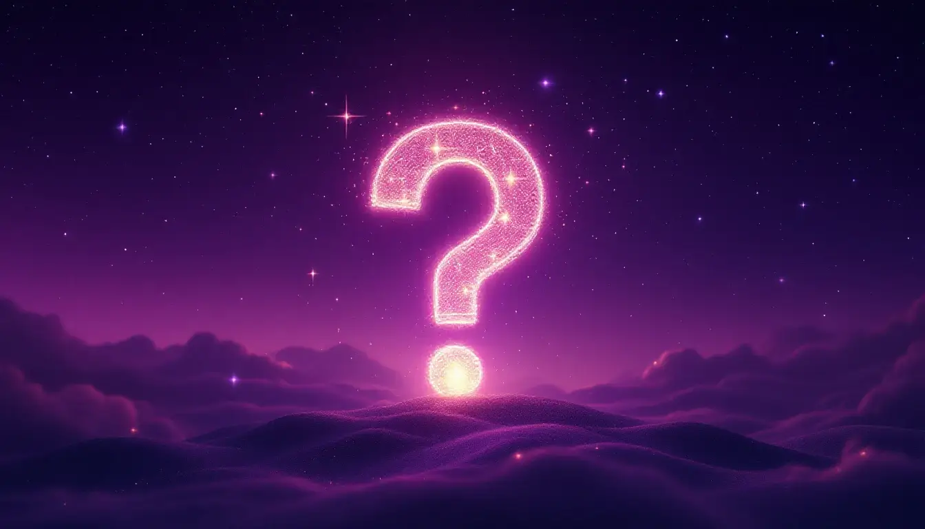 a glowing question mark made of stars representing frequently asked questions about celebrity birth charts